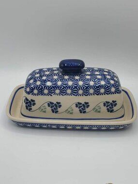 Boleslawiec Hand Made Polish Pottery Butter Dish